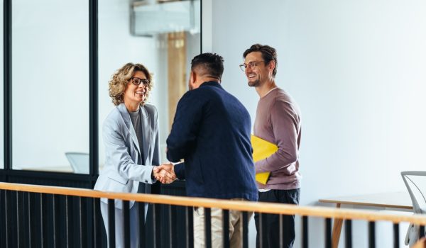Successful,Business,Woman,Shaking,Hands,With,A,New,Client,In